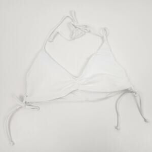 L*Space Gwen Bikini Top in White Size Small NWT Lace Up Sides Halter